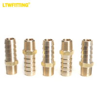 LTWFITTING Brass Fitting Connector 1/2-Inch Hose Barb x 1/4-Inch NPT Male Fuel Gas Water(Pack of 5)