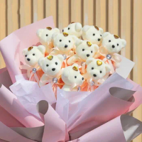 10 PCS Small Teddy Bear Birthday Flower Bouquet Bear Couple Bear Wedding Valentine's Day Decoration Hard foam plus plush