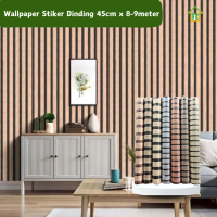 Wallpaper Stiker Dinding Motif Woodpanel Salur Kayu Ukuran L 45cm x P 8-9m Dekorasi Untuk Rumah Kayu