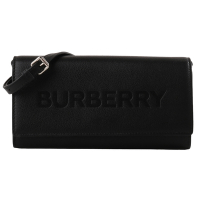 BURBERRY  - 烙印LOGO牛皮革皮夾式斜背包(黑)