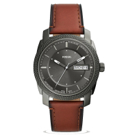 【FOSSIL】Machine經典皮帶腕錶42mm-黑灰咖皮(FS5900)