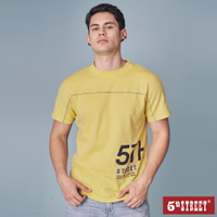 男剪接寬版大字短袖T恤-黃色【5th STREET】【APP下單享最高9%點數】