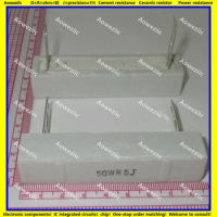 2Pcs 50WR5J 50W 0.5 ohm +/- 5% Horizontal cement resistor 50W0.5ΩJ Cement resistance 50W0.5R 50W0.5OHM Ceramic resistor plug-in