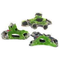 A Like  Resin Moss Tree House Fish Shrimp Hiding House Aquarium Fish Tank Decoration Ornament Access