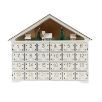 Christmas Advent Calendar LED Holiday Decoration 24 Days Wooded Countdown Calendar for Home Office Classroom Gift Idea