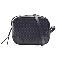 【GUCCI 古馳】經典Guccissima壓紋牛皮斜背相機包(黑色449413-BMJG-1000)