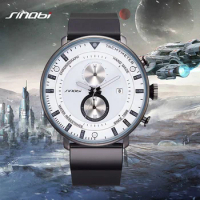 SINOBI Men Watches Chronograph Top Brand Luxury Ultra Thin Black Clock Waterproof Rubber Sports Quartz Wristwatch multifuction