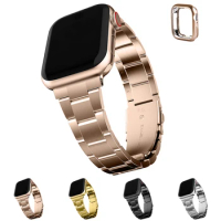 Fullmosa Stainless steel for Apple Watch Band Ultra/2 49mm 9 8 7 45/41mm 6 5 4 SE 44/40mm 3 2 1 40/38mm With TPU Protector Case