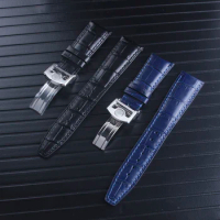 Men Leather Watchbands 20mm 22mm Black Blue Genuine Leather Watchbands For IWC Pilot Strap Bracelet