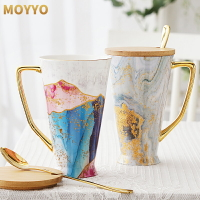 moyyo骨瓷馬克杯水杯大容量女英式輕奢ins陶瓷情侶咖啡杯子帶蓋勺