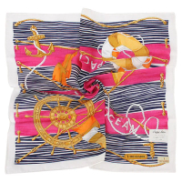 【TRUSSARDI】海洋水手波紋純綿帕巾領巾(桃紅色)