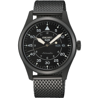 SEIKO 精工 5 Sports 系列 飛行錶機械錶米蘭錶帶黑面-男錶(SRPH25K1)39.4mm SK008