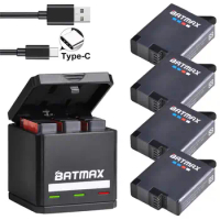 Batmax For GoPro 5 6 7 1680mAh Battery+USB Triple charger box with Type C port for GoPro7 Gopro 6 5 Gopro 8 Action Camera