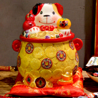 創意糖果罐狗年吉祥物新年禮品陶瓷存錢罐客廳招財擺件生肖狗飾品
