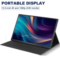 13.3 Inch 4K USB Type C IPS Screen Portable Monitor for Ps4 PS5 Switch Xbox Laptop External Expansion Second Screen 1080p LCD Mo