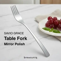 BREWSUNIQ Savio Grace Table Fork 20.7cm Mirror Polish Stainless – Garpu Makan Elegan Premium