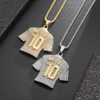 Hip Hop Iced Out Number 10 Lucky Jersey Necklace for Men Sports Star Pendant Rap Punk Jewelry Football Club Gift