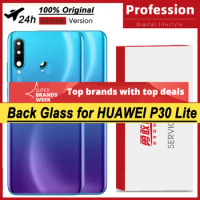 100% Original for Huawei P30 Lite Back Battery Cover Nova 4e Rear Glass Door Panel Case Battery Cover with Camera Lens