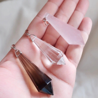 Pendulum rose quartz, smokey quartz, black obsi, clear quartz