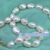 18" AAA 9-10MM SOUTH SEA NATURAL White PEARL NECKLACE 14K GOLD CLASP