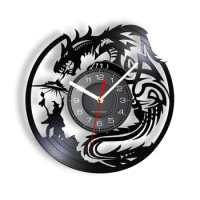 Dragons Adventure Themed Wall Clock for Game Room Home Decor Fantasy Playing Game Vinyl Record Album Crafts Clock Wall Watch