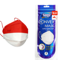 Masker Sensi Convex 4ply Earloop Merah Putih (20+2 pcs)