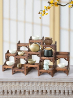 小型博古架實木中式臺桌面茶壺展示紫砂壺擺放架子茶具置物架擺件