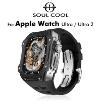 For Apple Watch Ultra 2 Case Luxury Fashion Carbon Fibre Modification Kit Band Protection IWatch Ultra 49mm Accessories Strap
