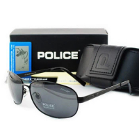 Police Sunglasses Polarized for Men Retro Pilot Sun Glasses Pilot Goggle with UV Protection Shades Gafas Oculos De Sol P8455