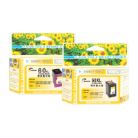 【向日葵】for HP NO.60XL 1黑1彩 CC641WA/CC644WA高容量環保墨水匣(適用D1660/D2500/D2560/D2660/D5560)