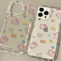 Kawaii Sanrio Iphone Case Hello Kittys Cartoon Cute Anime Transparent Airbag Printed Case Apple Iphone14Promax 13 12 Girls Gift