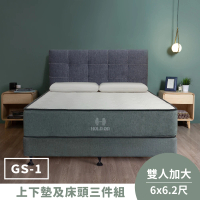 【HOLD-ON】舉重床GS-1 床墊三件組 雙人加大6尺(硬式獨立筒床墊與弓形彈簧下墊的完美組合)