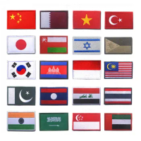 Japan South Korea Tukey Israel Indonesia Cambodia embroidered Thailand Asia Countries flags patch for clothes Embroidered badge
