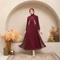 EPC Eddy P Chandra EPC Gamis Tiffany - Burgundy - Embroidery Collection