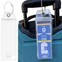 TTCcy104 Store Essentials Steel Wire Cable Loop Cruise Luggage Tag Holders Zip Seal Pouch PVC Suitca
