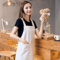 買一送一 白色圍裙廚房工作服韓版時尚定制印LOGO做飯廚房純棉廚師圍腰  居家物語