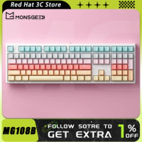 Monsgeek Mg108b Mechanical Keyboard Bluetooth Wirelestri Mode Gaming Keyboard 108 Keys Dynamic Rgb Hotswap Pc Gamer Man Gifts