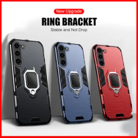 Metal Ring Bracket Anti-fall Case For Samsung Galaxy S23 FE Car Magnetic Stand Back Cover Coque SamsungS23FE S23FE S 23 F E 5G