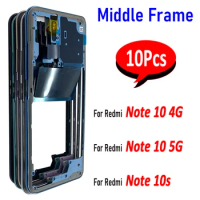 10Pcs，Tested Replacement Middle Frame With Side Button Housing Bezel Repair Parts For Xiaomi Redmi Note 10S / Note 10 4G 5G