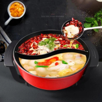 Electric Mandarin Duck Nonstick Hot Pot Divided Barbecue Integrated Hotpot Shabu Soup Round Chafing Dish Chinese Fondue Cookware