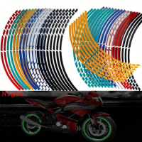 Motorcycle Wheel Tire Stickers Strips Reflective Rim Tape Decals Strips Moto Car Decoration Accessories 17-18 Inch Universal New