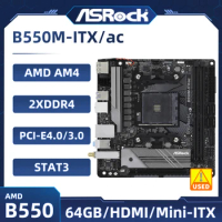 B550 Motherboard ASROCK B550M-ITX/ac Mini-ITX Motherboard AM4 DDR4 64GB HDMI USB 3.2 2xSATA support Ryzen 7 5700X cpu