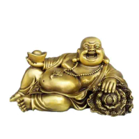 Copper Statue Copper Maitreya Buddha decorates a statue of Buddha. It's a pure copper Reclining Buddha. Smiling Buddha. Sleepin