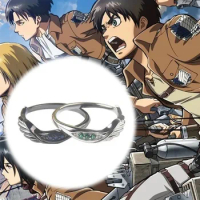 Anime Attack On Titan Shingeki No Kyojin Ring Cosplay Eren Jaeger Levi Ackerman Adjustable Opening Rings Couple Jewelry Gifts