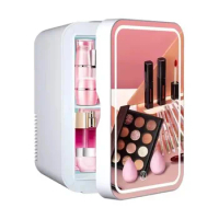 High Quality Small Makeup Beauty Refrigerators Portable White Mini Cosmetics Skin Care Fridge With Mirror Led 8 Liter