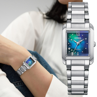 CITIZEN 星辰 L系列 千彩之海限定款 光動能 方形鑲鑽淑女腕錶-21.5x28.4mm EW5591-60L