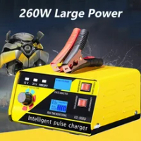 12V24V Car Battery Charger 260W High Power Fully Automatic Intelligent Pulse Repair Charger for Car Truck Boat Lead-acid Batteri
