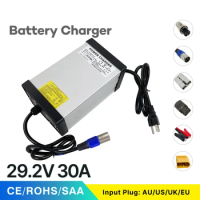 800W 29.2V 30A Fast Car Charger for 24V 8S Lifepo4 Lithium Battery Pack Electric Bike EScooter Motorcycle Golf Cart Tool CE ROHS