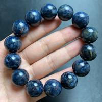 Natural Blue Pietersite Round Beads Bracelet Bangle 14mm Chatoyant Cat Eye Pietersite Namibia Pietersite Jewelry AAAAA
