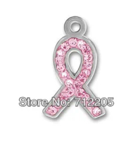 pewter pink Austrian crystal ribbon charms (H105949)